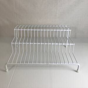 3 Tier Freestanding Wire Step Shelf Spice Rack Can Jars White Organizer